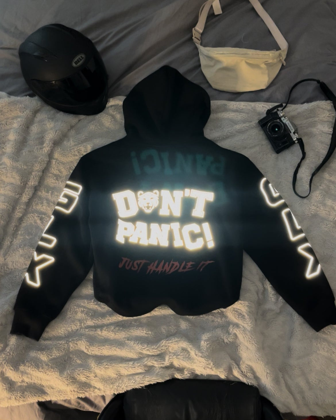 DON'T PANIC REFLECTIVE HOODIE